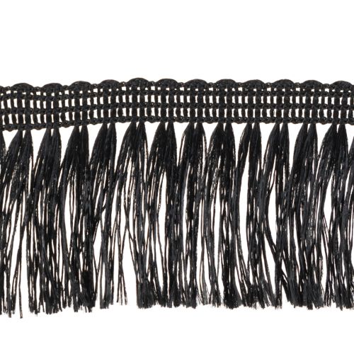 Svart frynset bånd 4 cm, kordonkant, dekorativ frynset lurex 25 m