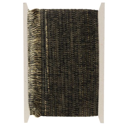 Svart og gullfrynset kant 4 cm x 25 m - Ideell for kransdekorasjon, sørgebånd og vintage tilbehør | Floristik24.no