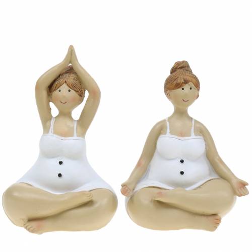 Yoga dame dekorasjon figur 11cm 2stk hvit
