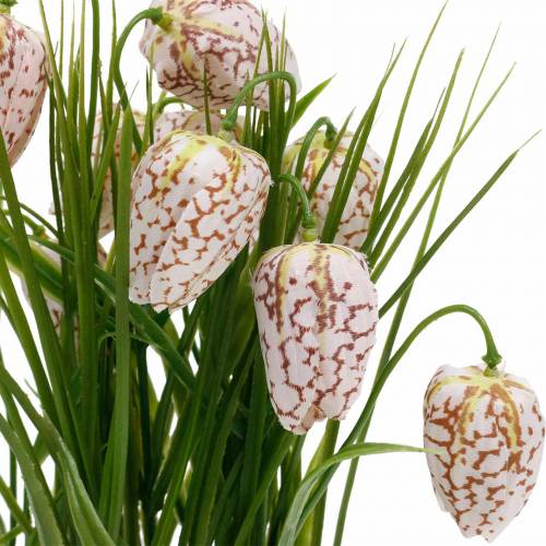 Floristik24 Pottet kunstig sjakkbrettblomst, vårblomst Fritillaria, Silkeblomst Rød Hvit