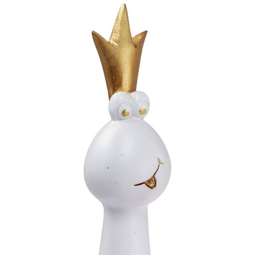 gjenstander Frosk Prins Dekorativ Frosk Dekorfigur Hvitt gull H30,5cm