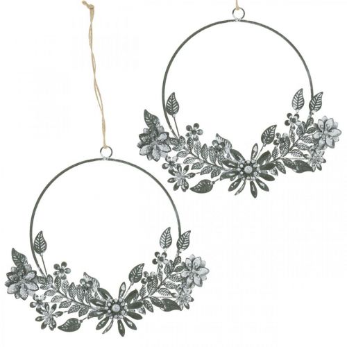 Floristik24 Vårdekor, dekorative ringblomster, metalldekor, anheng blomsterdekor Ø16cm 2stk