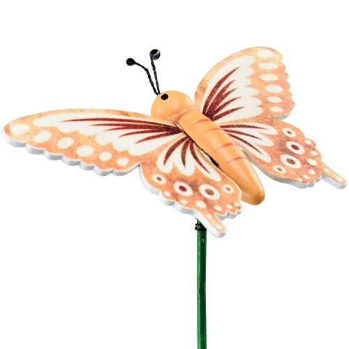 gjenstander Blomsterplugg tre dekorative sommerfugler på pinne 23cm 16stk