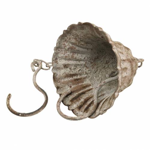 Floristik24 Metallklokke for henging med kroker, antikt utseende, rustfritt stålrist Ø8,5cm H11cm