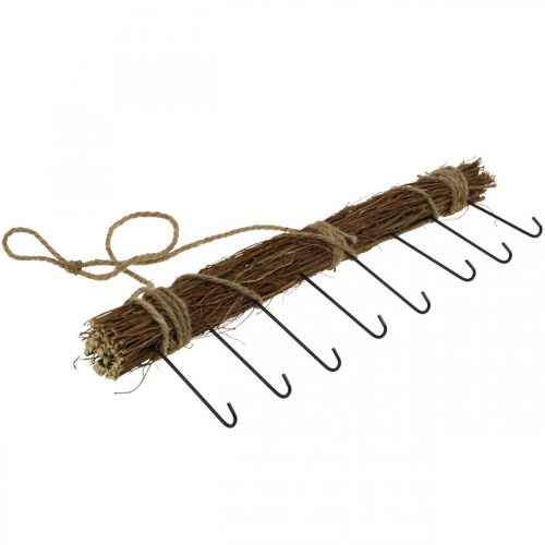 Floristik24 Garderobe veggdekorasjon frakk krok krok rail trebunt 52cm