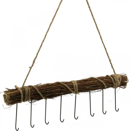 Floristik24 Garderobe veggdekorasjon frakk krok krok rail trebunt 52cm