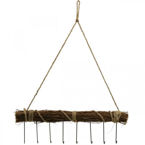 Floristik24 Garderobe veggdekorasjon frakk krok krok rail trebunt 52cm