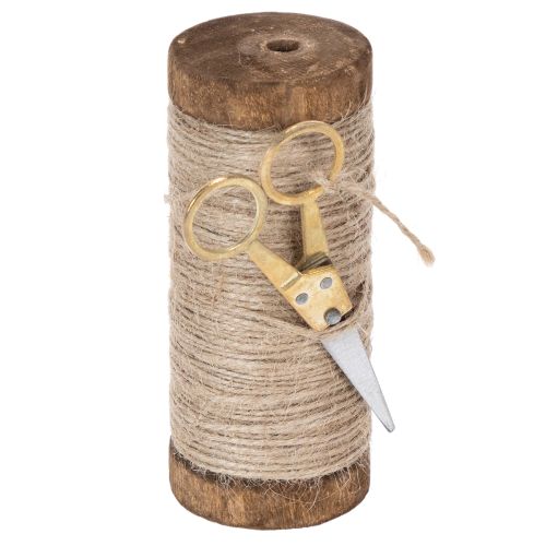 Floristik24 Garnsnelle med dekorativ saks Ø6,5 cm H15 cm 2 stk. Vintage stil