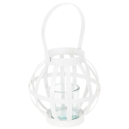 Hagelykt, metall og glass, hengende lysestake, hvit, Ø18,5 cm kjøpe | Floristik24.no