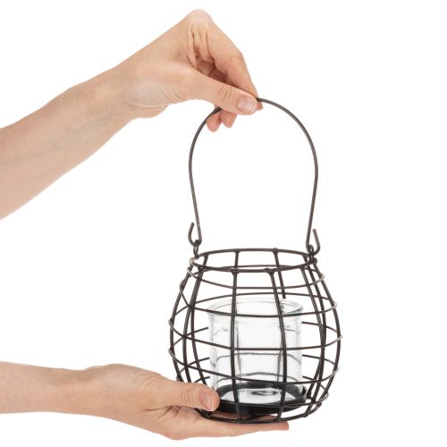 Hagelykt, svart metall med vindlys, Ø14 cm H12,5 cm | Floristik24.no