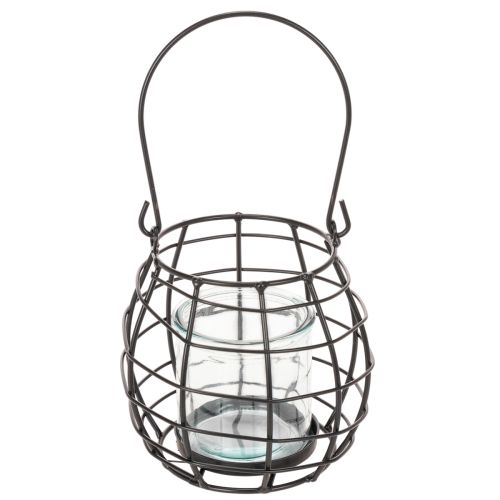 Hagelykt, svart metall med vindlys, Ø14 cm H12,5 cm | Floristik24.no