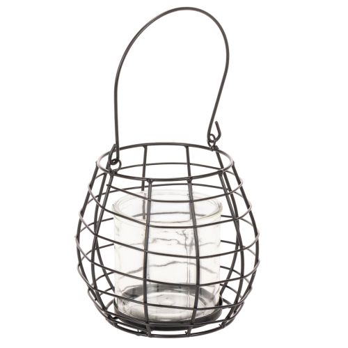 Hagelykt med håndtak, svart, glasslysestake, Ø17 cm, H15 cm kjøpe | Floristik24.no