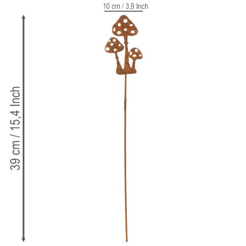 Hagepinne, forvitret stål, dekorativ pinne til fluesopp, 10 cm, 6 stk. | Floristik24.no