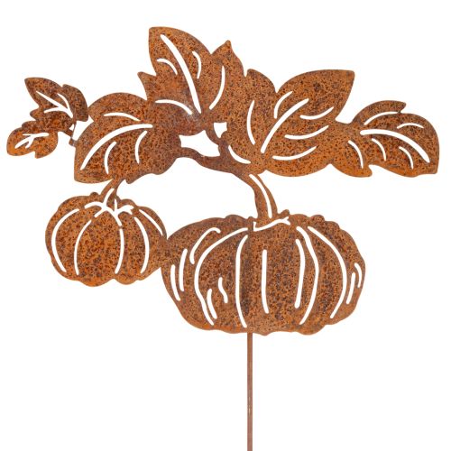 gjenstander Hagepike med gresskarmotiv, metalldekorasjon, rustfinish, 100 cm