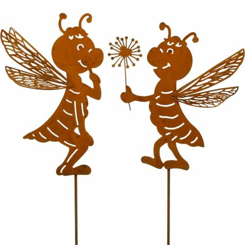 Floristik24 Hageplugg bi rustfritt stål hagedekorasjon vårdekorasjon 2stk