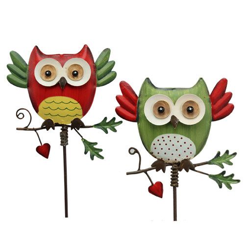 Floristik24 Hageplugg metallugle assortert 57cm 2stk