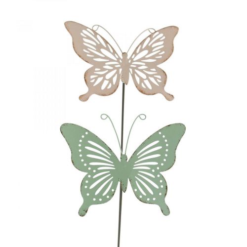 Sengestokk metall sommerfugl rosa grønn 10,5x8,5cm 4stk