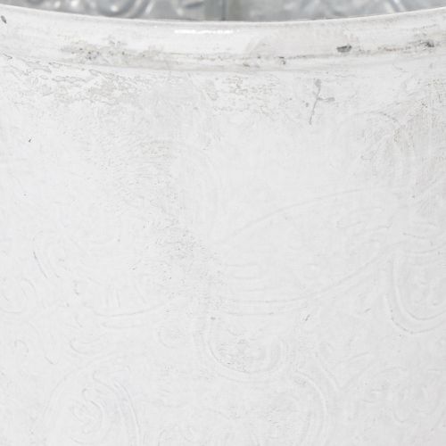 gjenstander Prydplantekasse, metallplantepotte, hvit, Ø18,5 cm, H18 cm