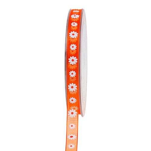 Floristik24 Gavebånd oransje med blomst 10mm 20m