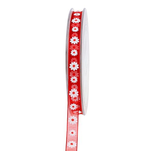 Floristik24 Gavebånd rødt med blomst 10mm 20m
