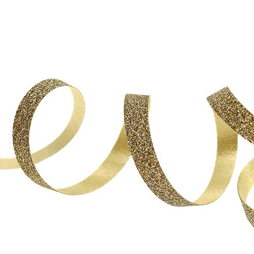 Floristik24 Gavebånd med glimmer gull 5mm 150m