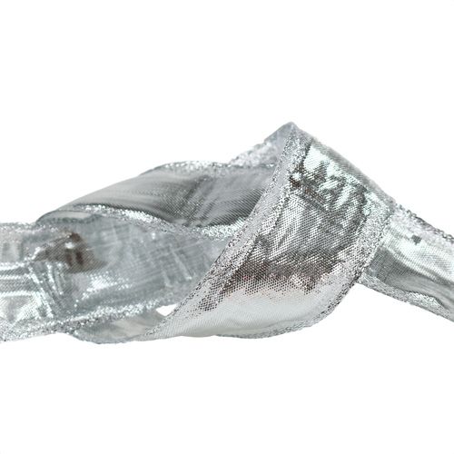 gjenstander Dekorbånd sølv med trådkant 40mm 25m