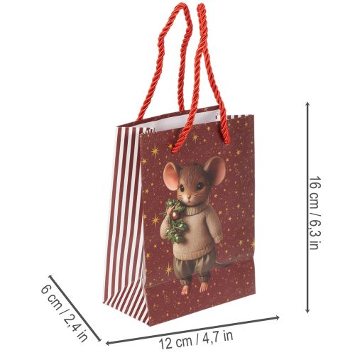 Julegavepose med musemotiv, 16 cm, 2 stk. | Floristik24.no