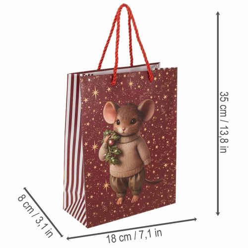 Gavepose med musemotiv og stjerner til jul, 24 cm, 2 stk. | Floristik24.no