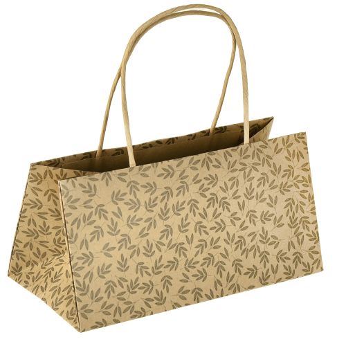 gjenstander Gavepose av papir, naturlige brune blader, 20×10×10 cm, 6 stk.