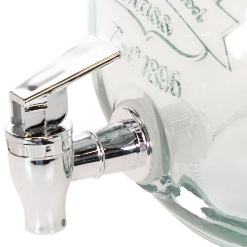 Drikkedispenser i resirkulert glass med tappekran og 4 glass, H25,5 cm | Floristik24.no