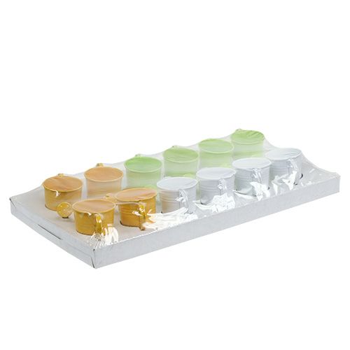 Floristik24 Vannkanne Ø5,5cm H5,5cm 12stk. Gul / grønn / hvit