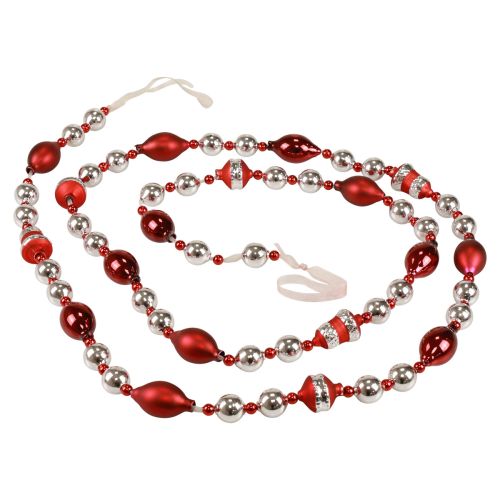 Floristik24 Garland juleglassdekor rød sølv vindusdekor 200cm