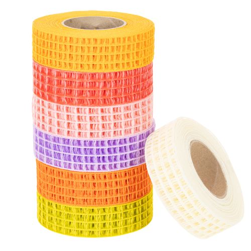 Dekorativ nettingtape, assorterte farger, 3 cm x 10 m, 7 stk.
