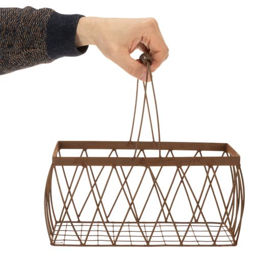 Trådkurv, metall, rustlook, 28x13,5x14cm, 2 stk. | Floristik24.no