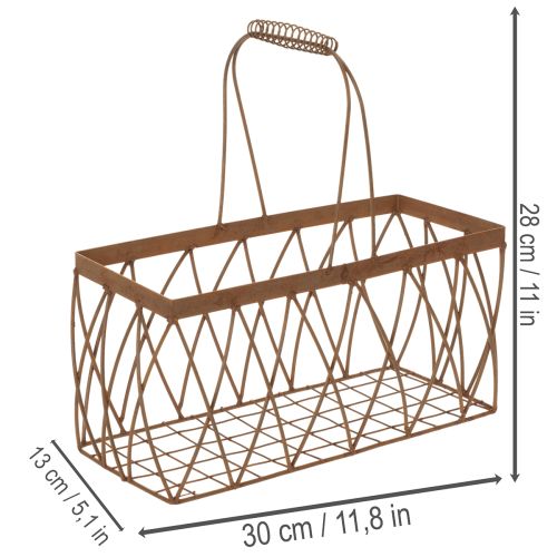 Trådkurv, metall, rustlook, 28x13,5x14cm, 2 stk. | Floristik24.no