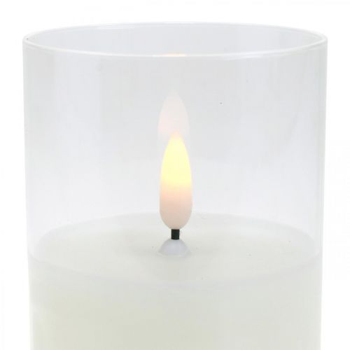 Floristik24 LED -lys i glass med flammeeffekt, innendørs lys varmt hvitt, LED med timer, batteridrevet Ø7,5 H12,5cm