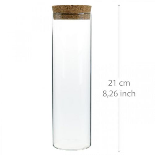 gjenstander Glass med korklokk Glassylinder med kork Klar Ø6cm H21cm