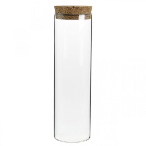 Glass med korklokk Glassylinder med klar kork Ø6cm H21cm