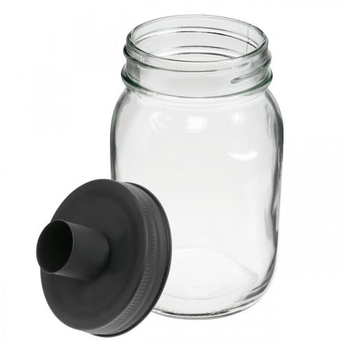 Floristik24 Deco glass med lysestake sort borddekor Ø8,5cm H16cm 2stk