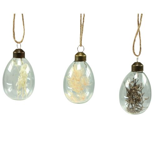 Floristik24 Glass påskeegg til oppheng av tørkede blomster egg 6cm 6 stk