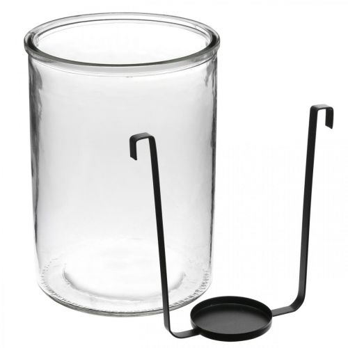 gjenstander Lyktglass med telysholder sort metall Ø13,5×H20cm
