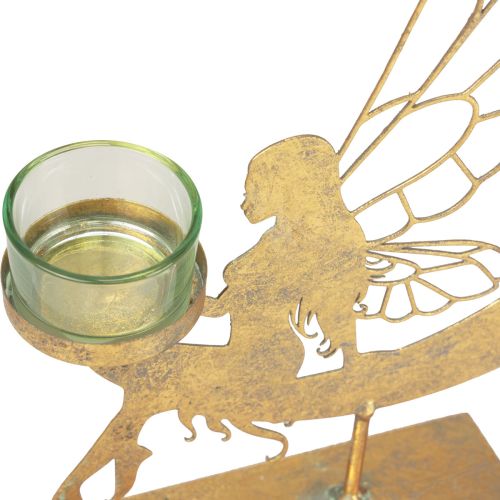 Floristik24 Glass telysholder metall dekorativ nissedekor 23×5×28cm