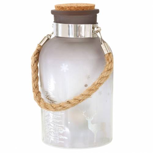 Floristik24 Juleglass med 4 lysdioder og vinterlandskap 19,5 cm