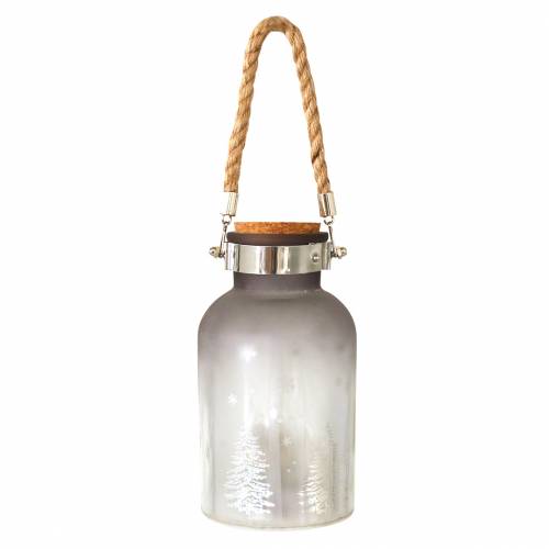 Floristik24 Juleglass med 4 lysdioder og vinterlandskap 19,5 cm