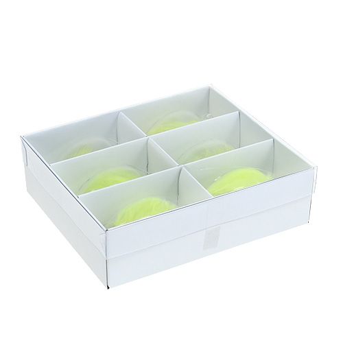 Floristik24 Glassegg med fjær for å henge 6,5 cm lysegrønn 6stk