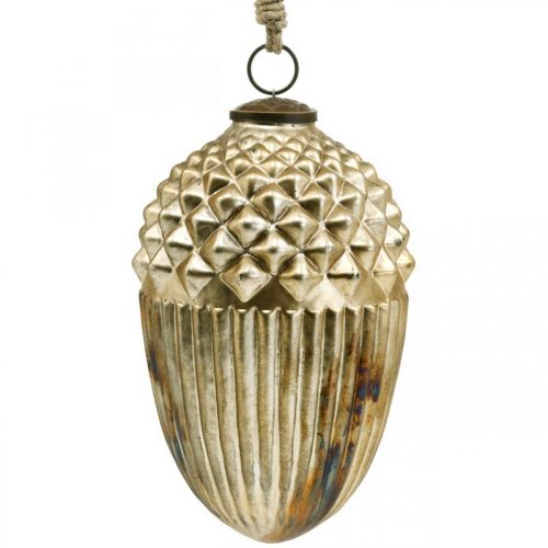 Høstdekor, dekorativt eikenøtt ekte glass, advent, antikk look Ø12cm H21cm