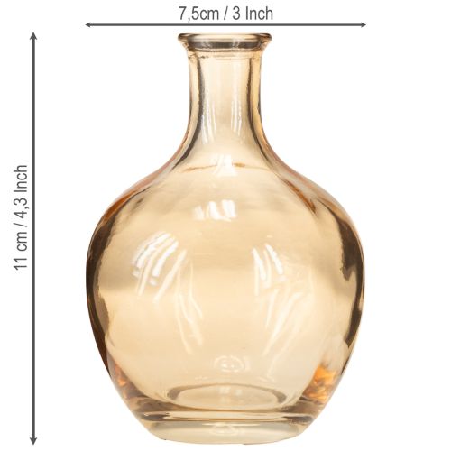gjenstander Minivase i glassflaske, ravfarget og klar, Ø7,5 cm, H11 cm, 4 stk.