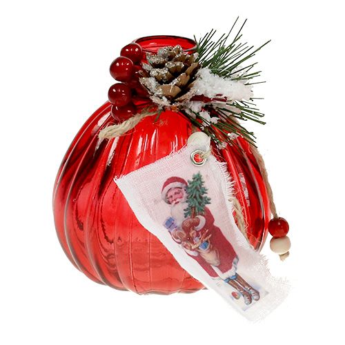 Floristik24 Glassflaske med gran og kjegle rød 2stk