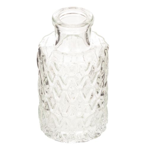 Mini glassvase med diamantmønster, liten bordvase, flaske, gjennomsiktig, 9 cm, 6 stk. kjøpe | Floristik24.no