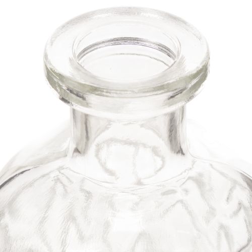 Glassflaske med diamantmønster, dekorativ flaske, vase, liten, 13 cm, 6 stk. | Floristik24.no